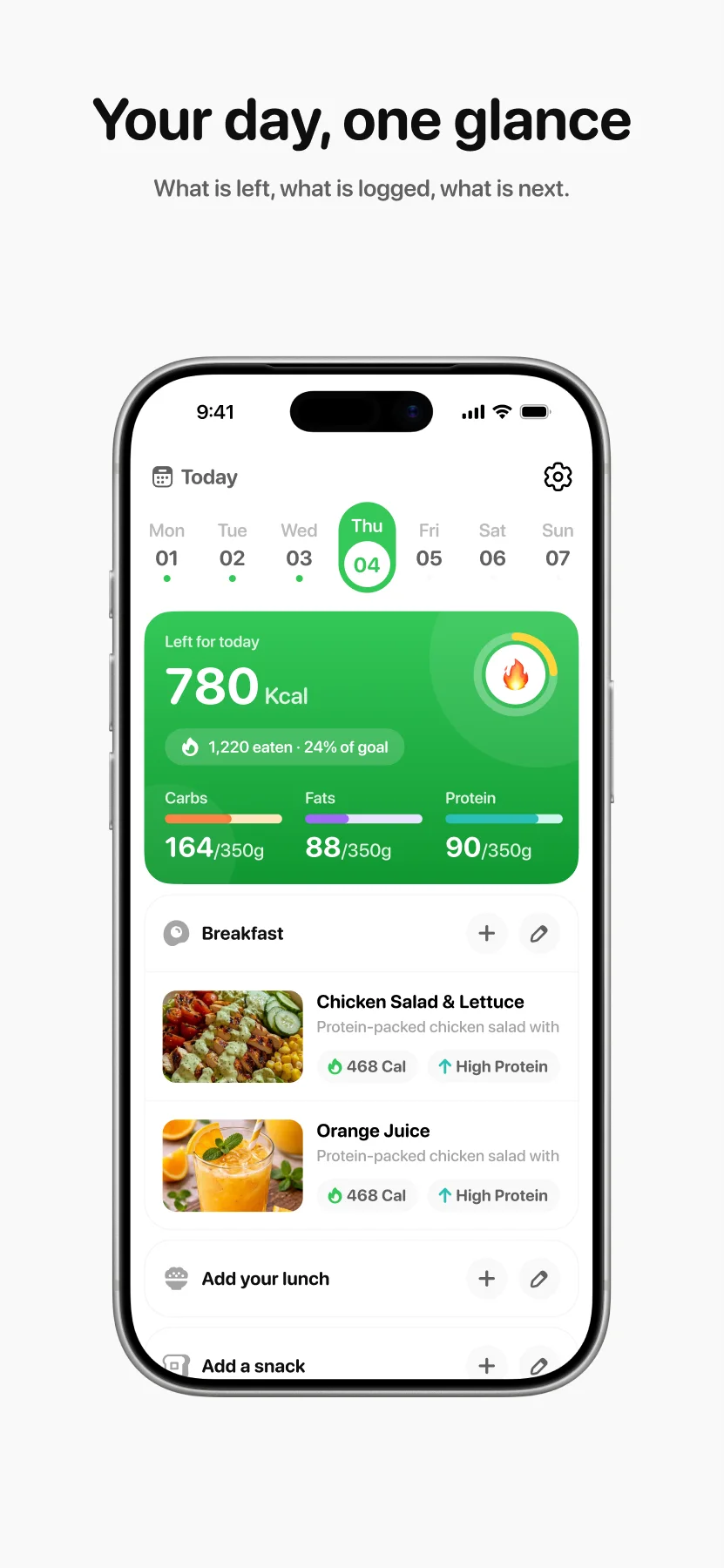 App Store frame 3: Your day, one glance