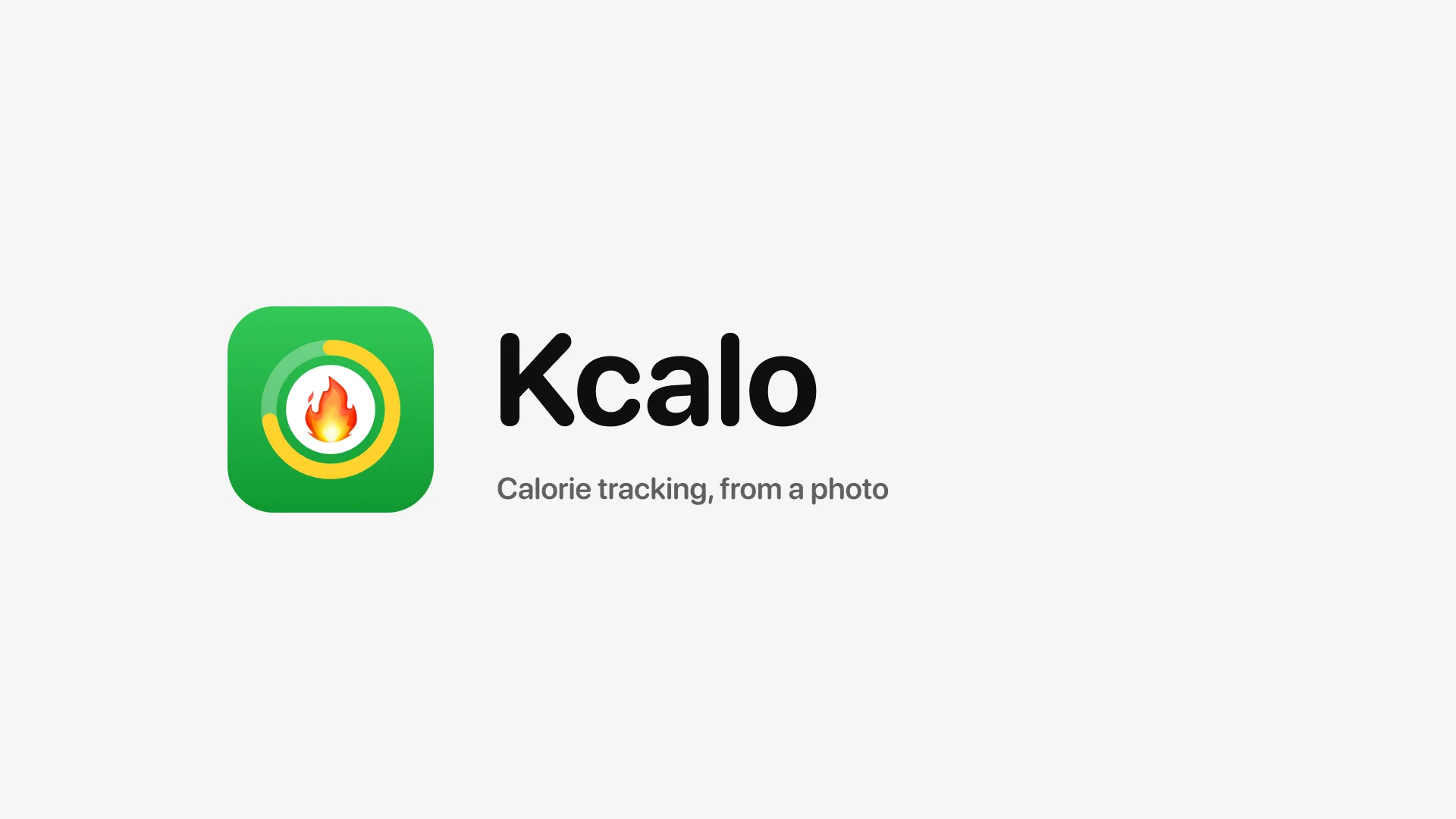 The Kcalo mark on a green tile beside the wordmark and tagline